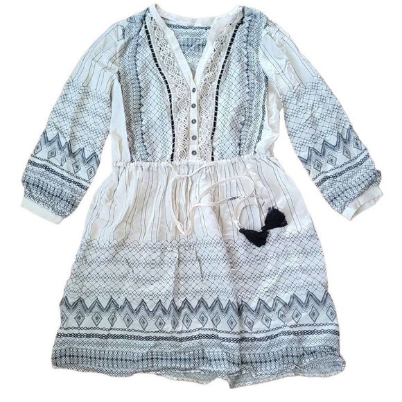 Anthropologie Floreat Perrie Lace Print Boho Tunic Peasant Anthro Dress Size 6 - Picture 1 of 5